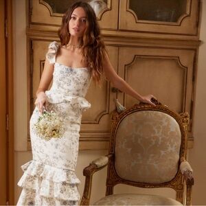 V. Chapman Floral Cream Midi Dress